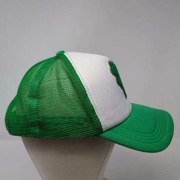 St. Patrick's Day Clover Snapback Trucker Hat Green OS Adjustable Mesh Back - Picture 5 of 8